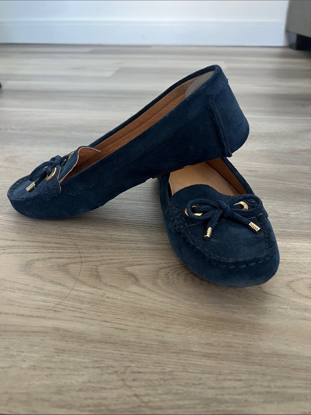 UGG brand - Women's Navy Suede Moccasin Loafers with Bow Accent